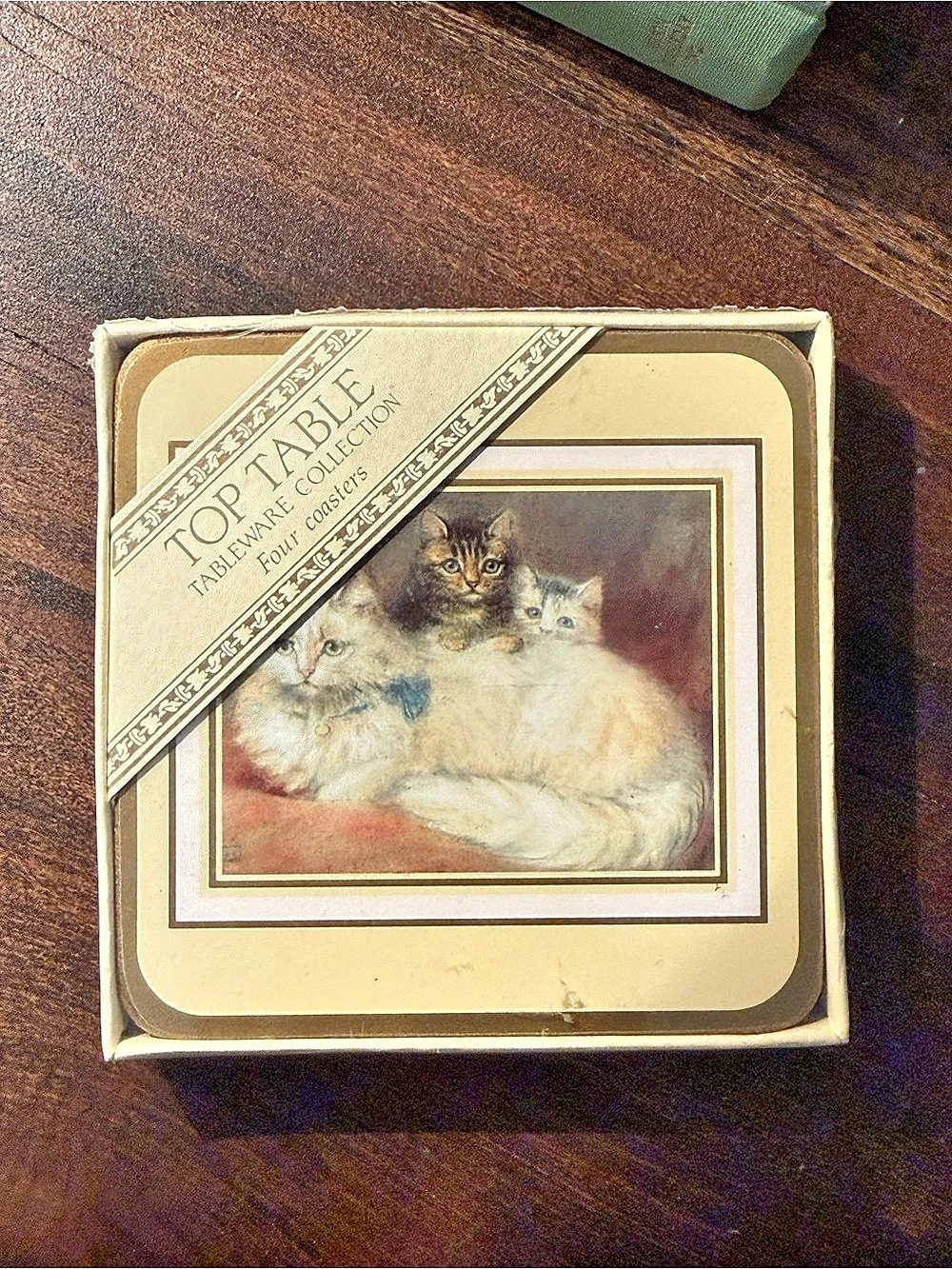 Home Essentials & Beyond White Cat Coaster, 4-pack White